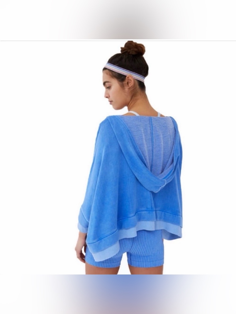 Free People Movement Bonfire Hoodie Cosmic Cobalt Blue Size Medium - Picture 2 of 10